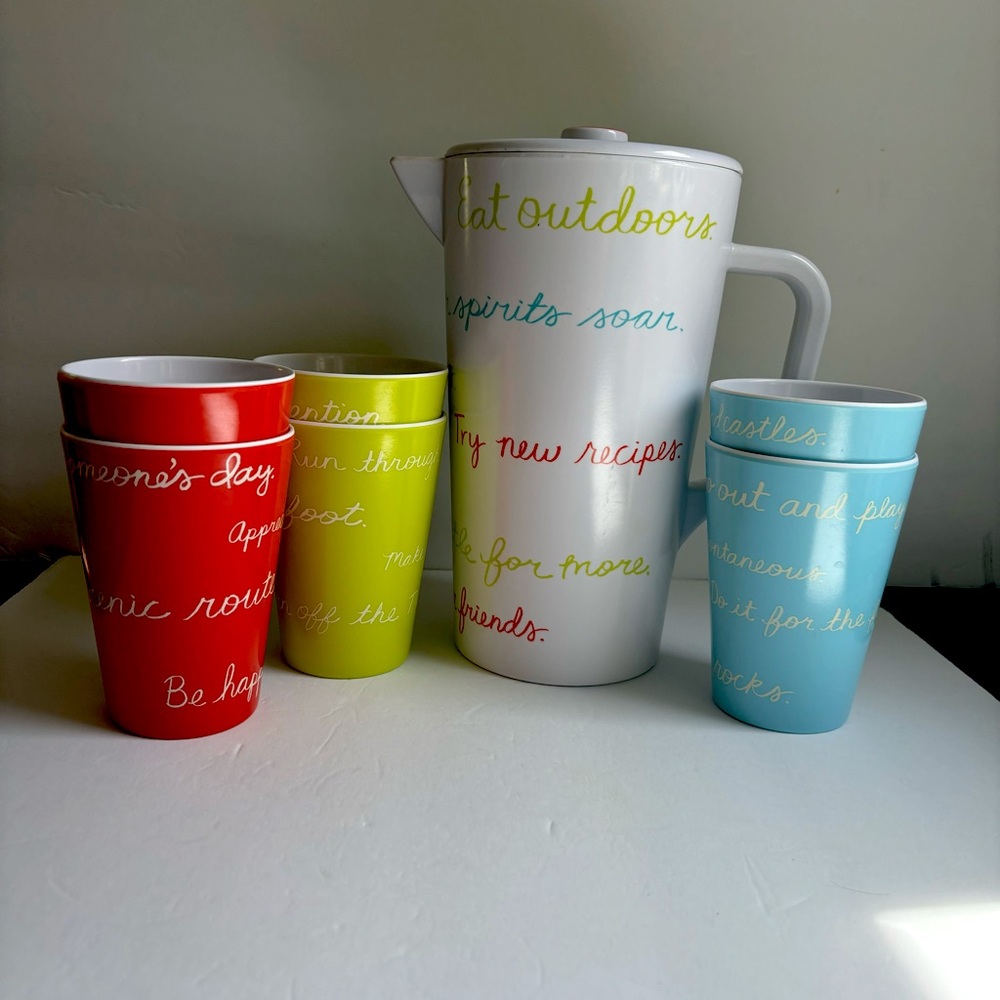 Dream Dinners Melamine Summer Entertaining Pitcher & 6 Cups